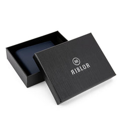 Santino Italian Leather Popup Card Holder Navy Blue