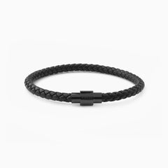 Riblor Vittorio Leather Bracelet Black And Shiny Black Clasp