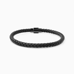 Riblor Vittorio Leather Bracelet Black And Shiny Black Clasp