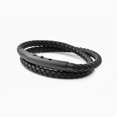 Benito Double Wrap Leather Bracelet Black And Black