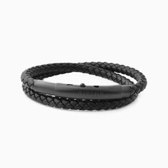 Benito Double Wrap Leather Bracelet Black And Black