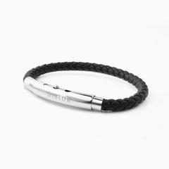 Benito Leather Bracelet Black And Silver