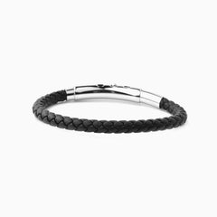 Benito Leather Bracelet Black And Silver