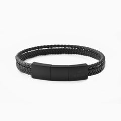 Bruno Leather Bracelet Black And Black