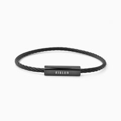 Camillo Stainless Steel Cable Bracelet Black