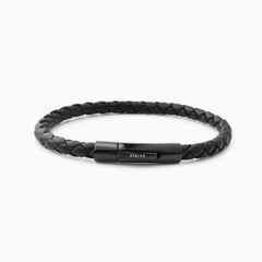 Fabio Leather Bracelet Black And Black