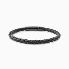 Fabio Leather Bracelet Black And Black