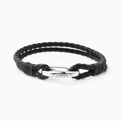 Margo Leather Bracelet Black And Silver