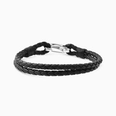 Margo Leather Bracelet Black And Silver