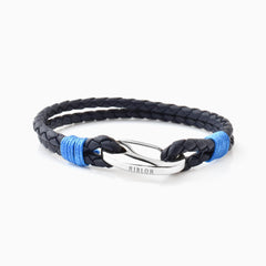 Margo Leather Bracelet Navy Blue And Silver