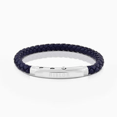 Benito Leather Bracelet Navy Blue And Silver