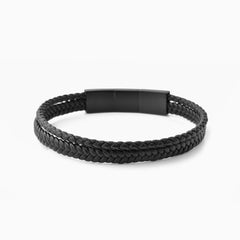 Bruno Leather Bracelet Black And Black