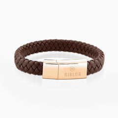 Calvino Leather Bracelet Brown And Rose Gold