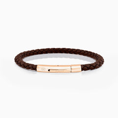 Fabio Leather Bracelet Brown And Rose Gold