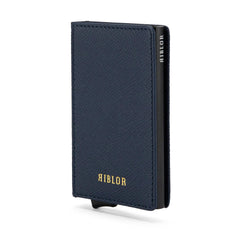 Pietro Italian Leather Popup Card Holder Navy Blue