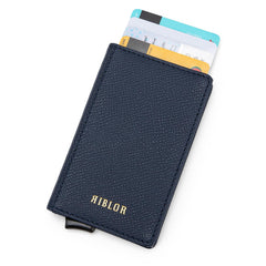 Pietro Italian Leather Popup Card Holder Navy Blue