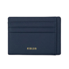 Salvio 6 Card Italian Leather Card Holder Navy Blue