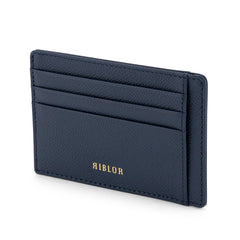 Salvio 6 Card Italian Leather Card Holder Navy Blue