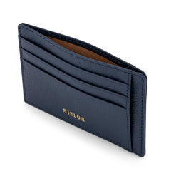 Salvio 6 Card Italian Leather Card Holder Navy Blue