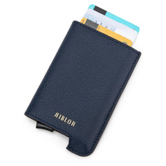 Santino Italian Leather Popup Card Holder Navy Blue