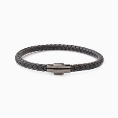 Riblor Vittorio Leather Bracelet Black And Gunmetal Clasp