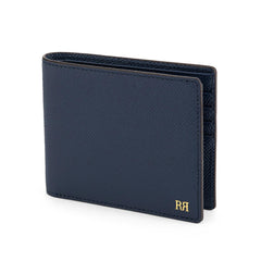 Serafino 8 Card Italian Leather Wallet Navy Blue