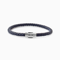 Vittorio Leather Bracelet Navy Blue