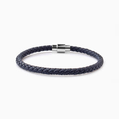 Vittorio Leather Bracelet Navy Blue