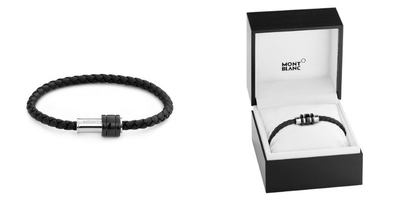 MONTBLANC  Meisterstück Woven Leather and Stainless Steel Bracelet  Blue  Montblanc