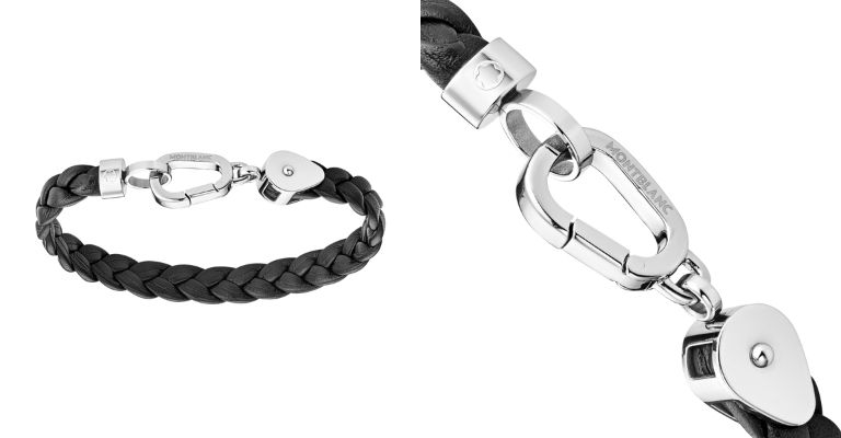 MONTBLANC WRAP ME BRACELET IN BLUE LEATHER WITH CARABINER CLOSURE