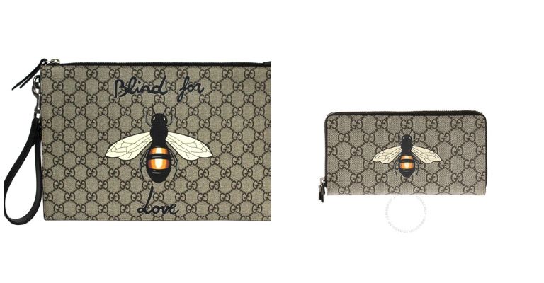 GUCCI: Bestery credit card holder in GG Supreme leather with Bee